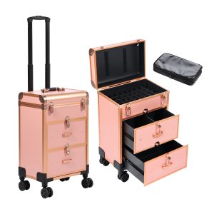 3488    3 in 1 Rolling Makeup Case, Professional Cosmetology Case on Wheels