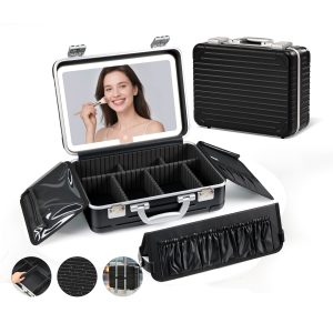 4029A Makeup Case with LED Mirror, 16 inch PC and Aluminum Shockproof Hard Shell