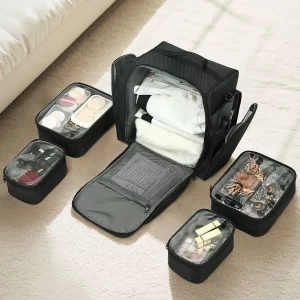 3329 OBOX Extra Large Adjustable Dividers PVC Oxford Makeup Organizer Cosmetic Case