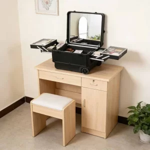 4028 OBox Good-Looking Two-Wheeled Folding Abs Alloy Makeup Case Stone Pattern Storage