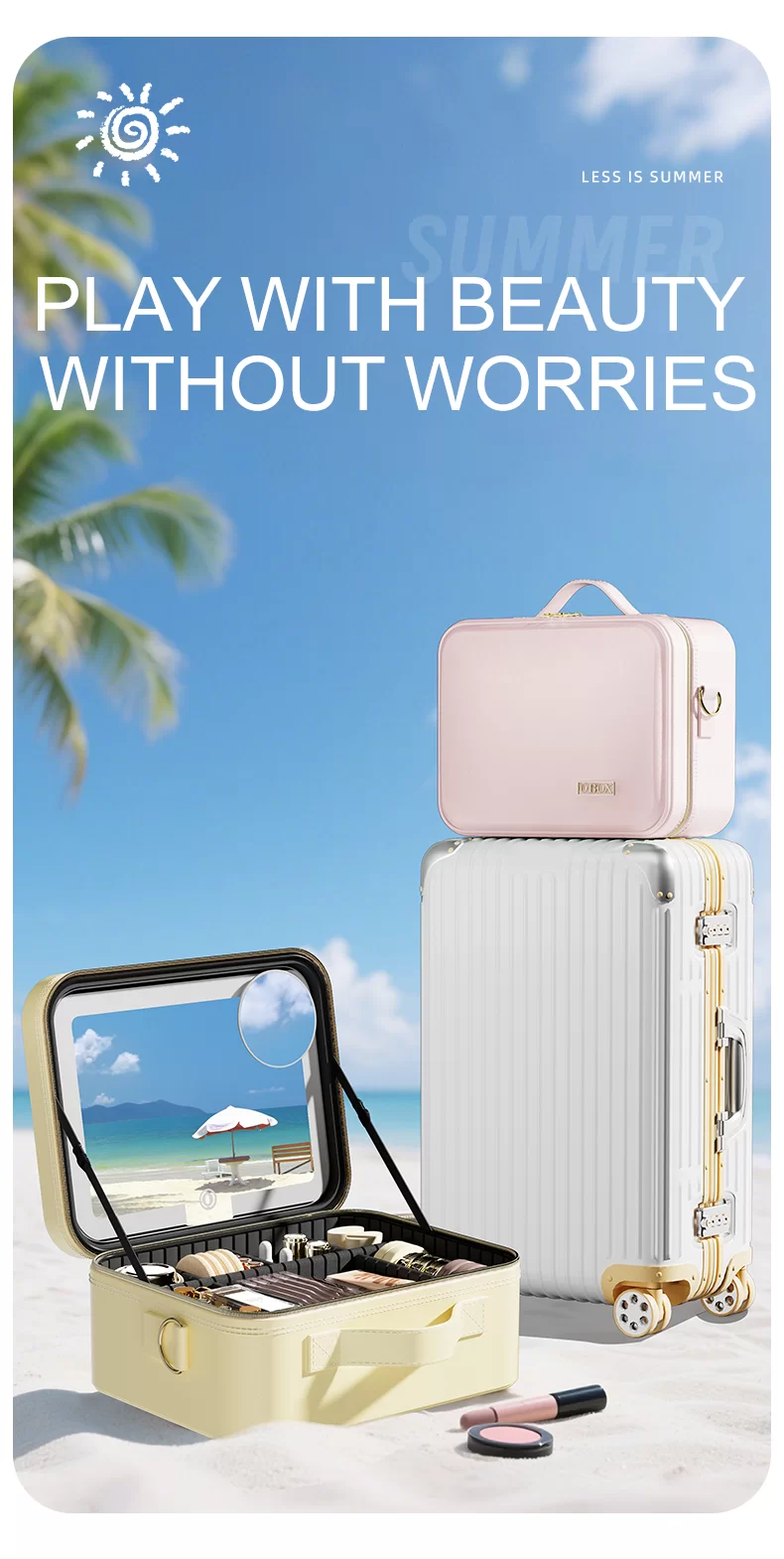 Beach vacation makeup bag