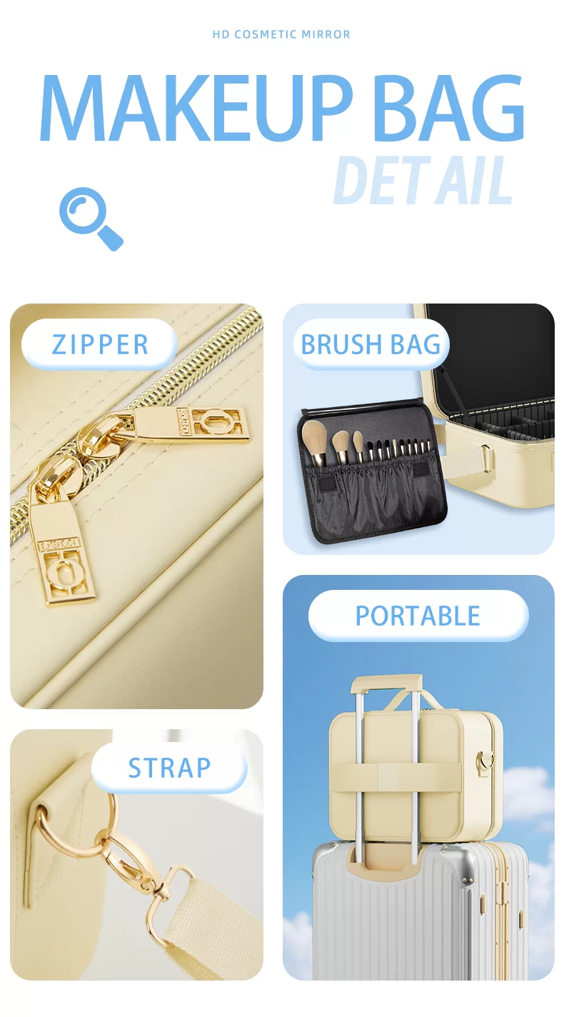 Scene illustration of the beach travel makeup bag usage