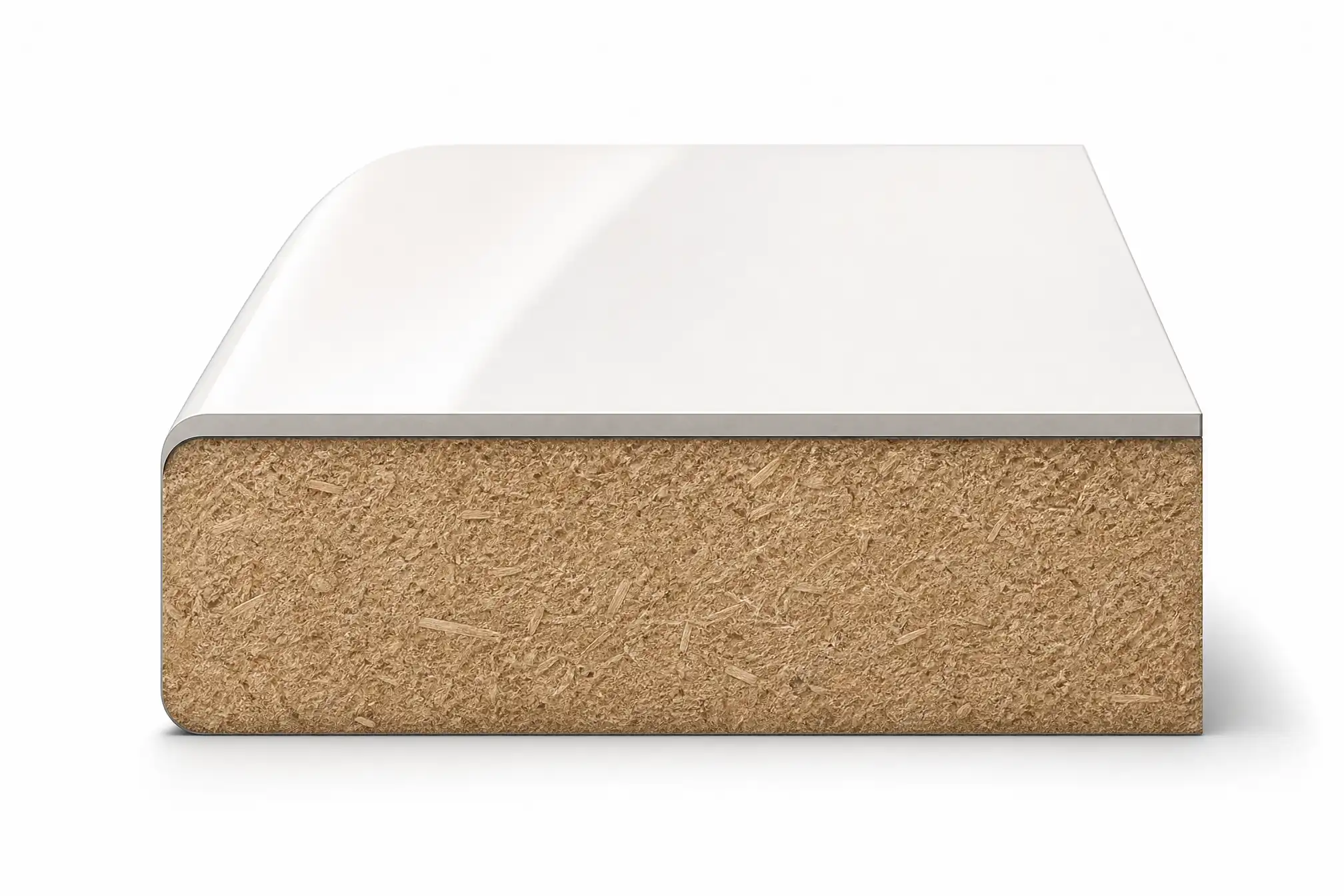 layered structure of manicure table showing HPL surface MDF core and aluminum frame reinforcement
