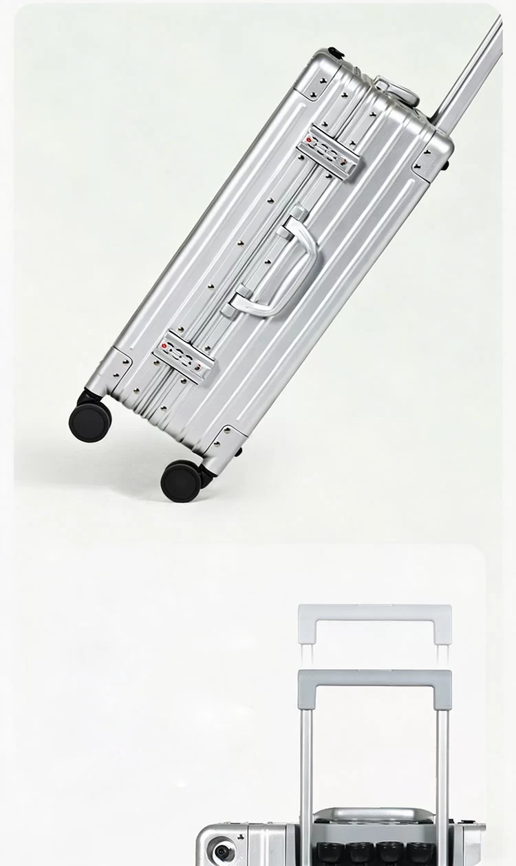 Trolley makeup case with telescoping handle and durable wheels