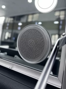 Premium Bluetooth speakers in lightbox vanity mirrors on LM6 smart makeup case