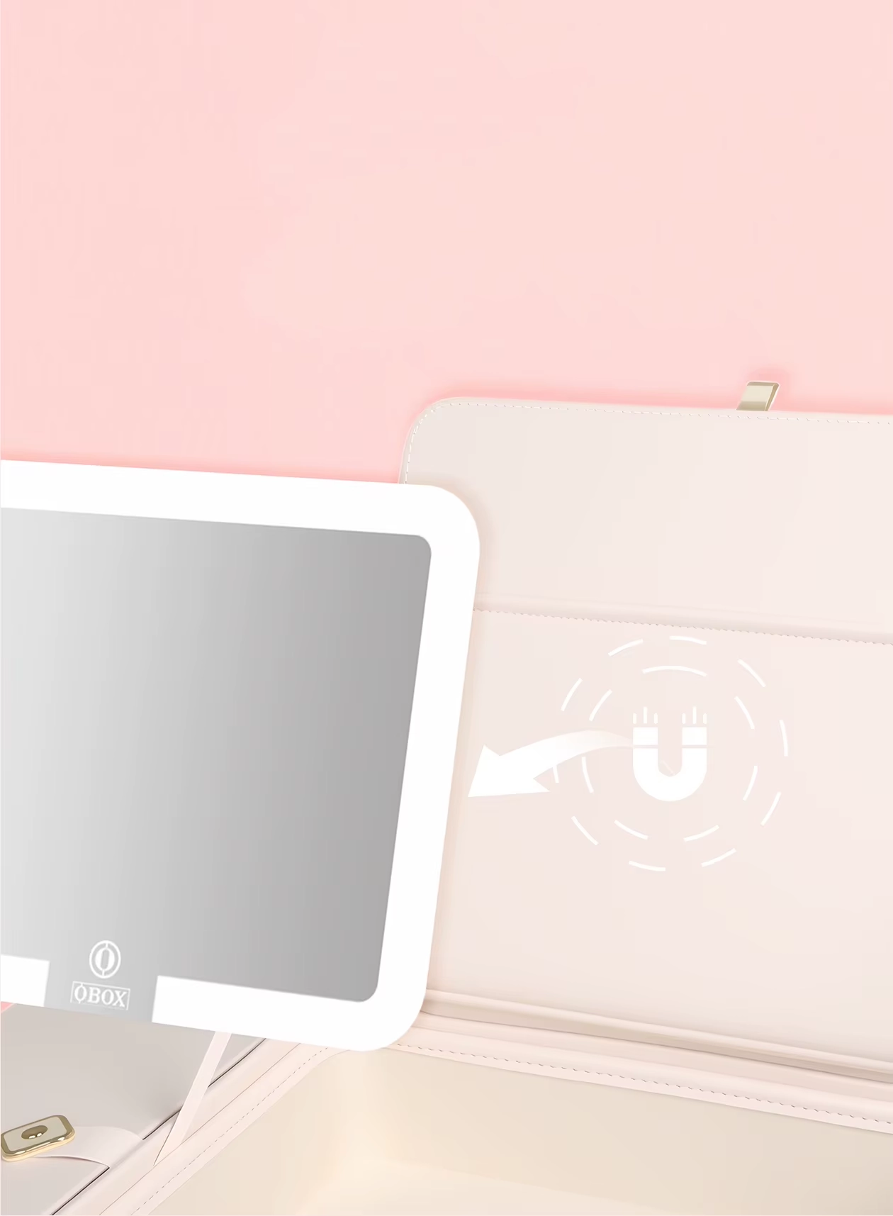 Magnetic detachable LED mirror separated from the PDW-12 travel vanity case