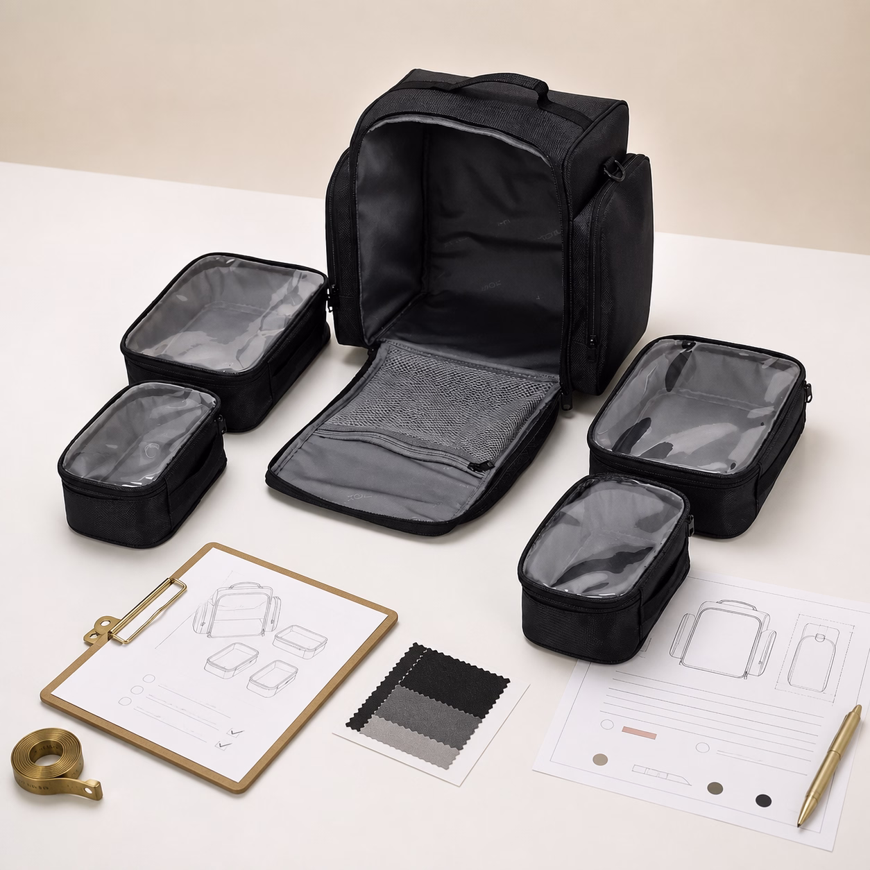 OEM makeup bag sample checked against specifications and artwork