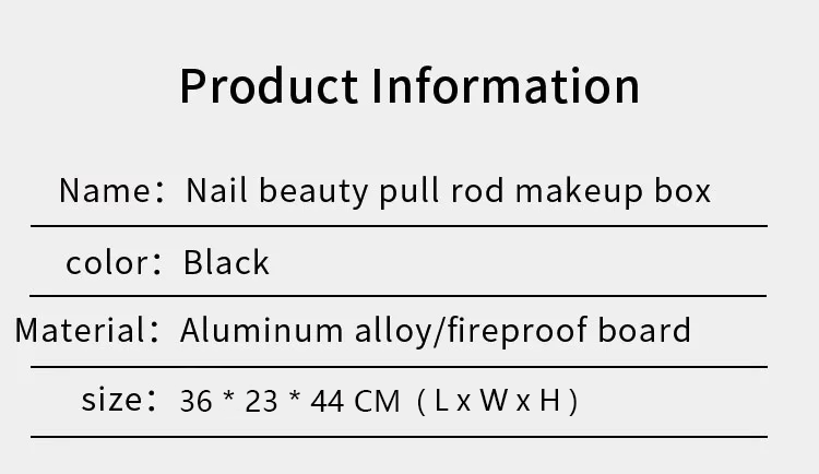 3643 product specifications showing fire board panels, aluminum-alloy frame and 36 × 23 × 44 cm size