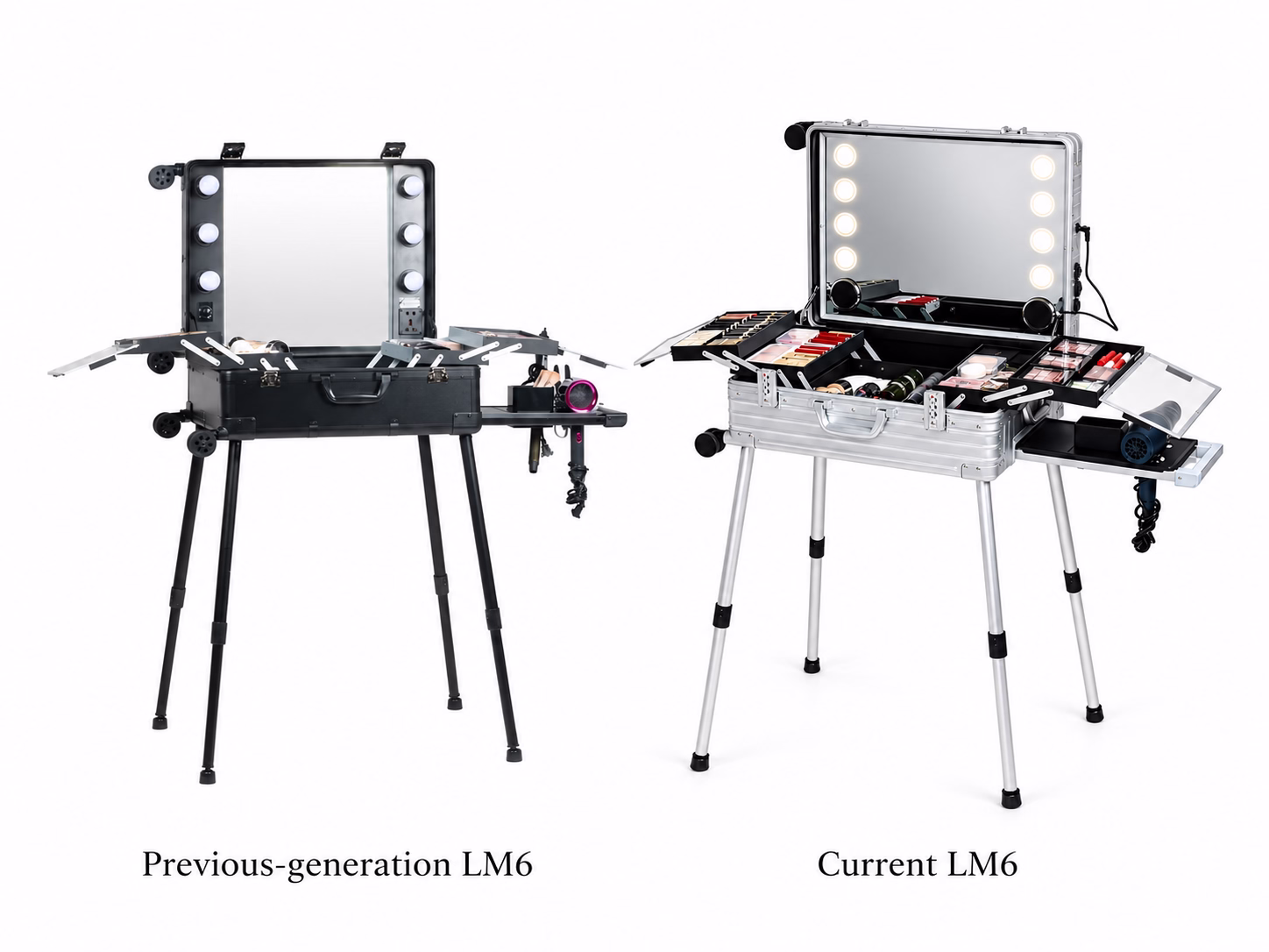 Previous-generation LM6 and current LM6 makeup case comparison
