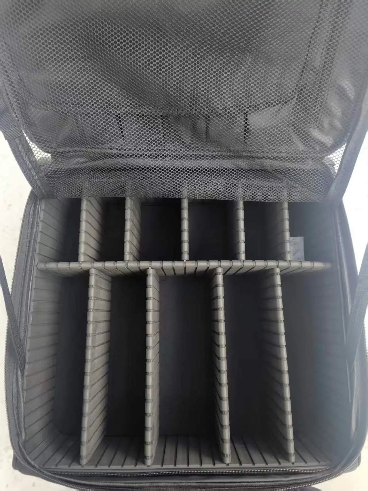 4221 main compartment with EVA dividers installed and the mesh cover lifted